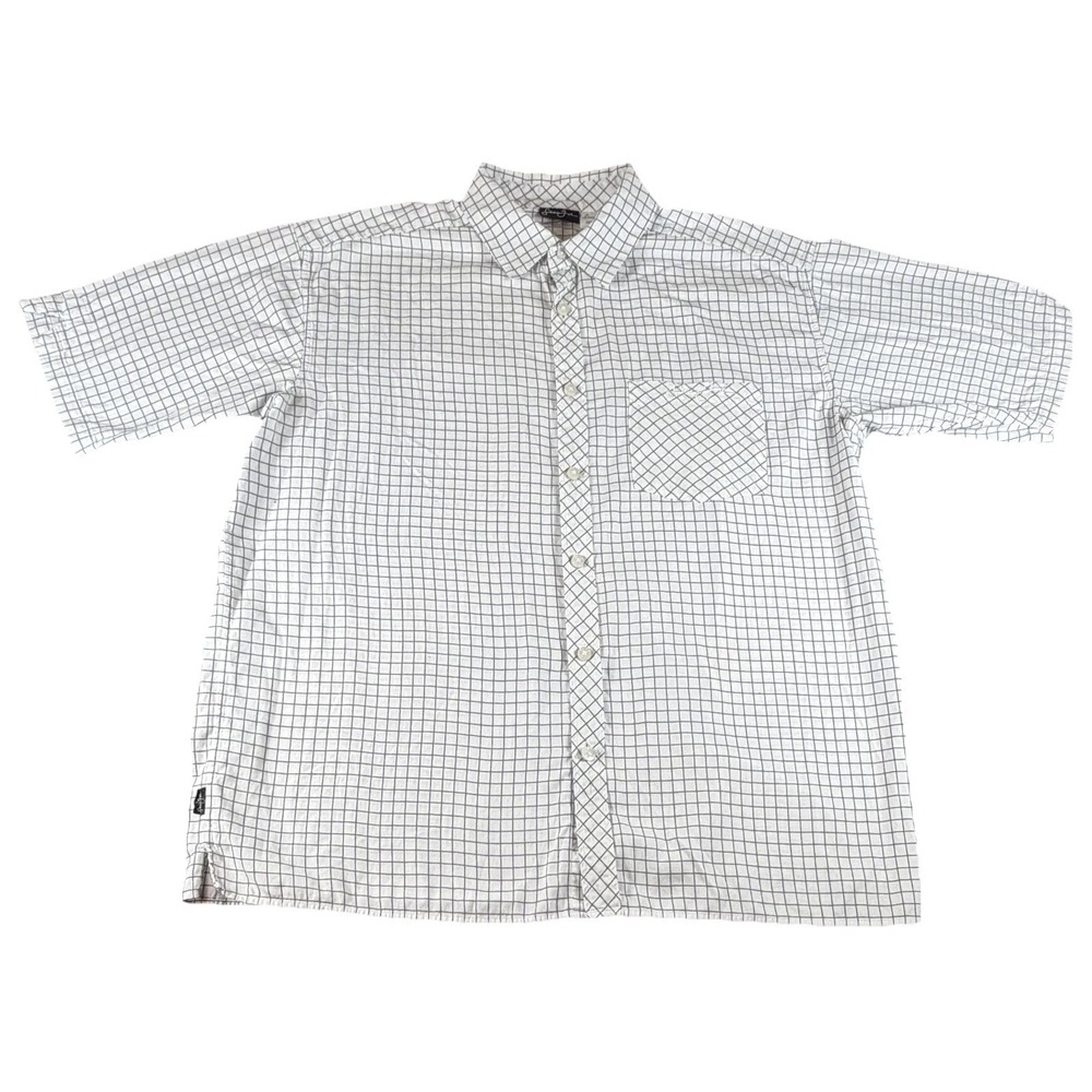 Sean John Shirt Mens XL White Check Short Sleeve Button Up Casual Cotton